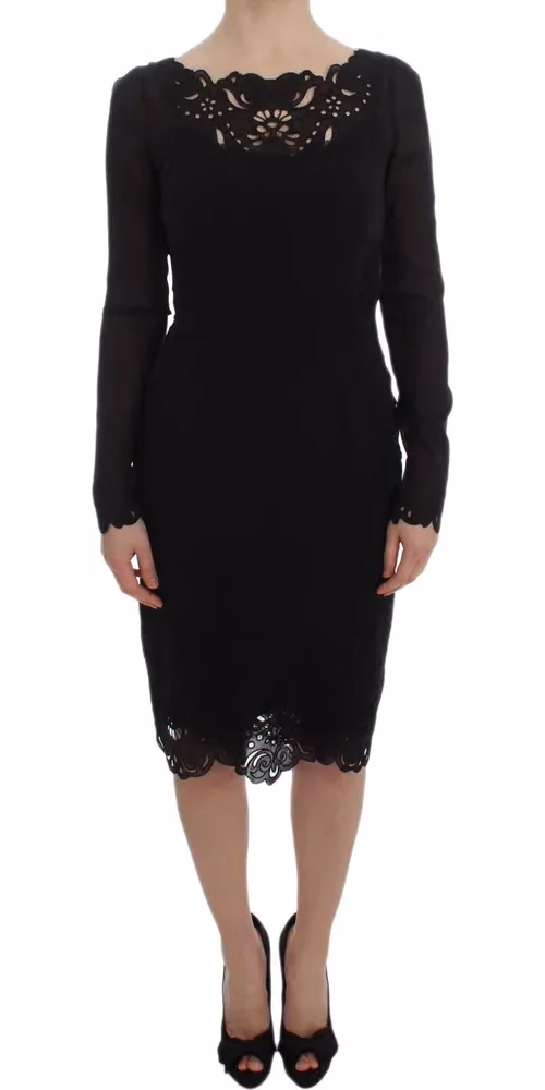 Dolce & Gabbana Black Silk Stretch Sheath Dress