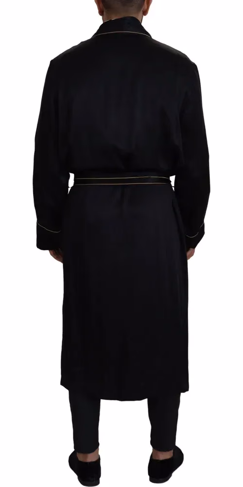 Dolce & Gabbana Black 100% Silk Robe Coat Wrap  Jacket