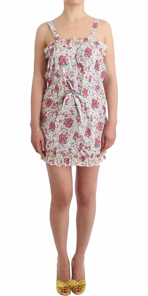Ermanno Scervino Beachwear Pink Floral Beach Mini Dress Short
