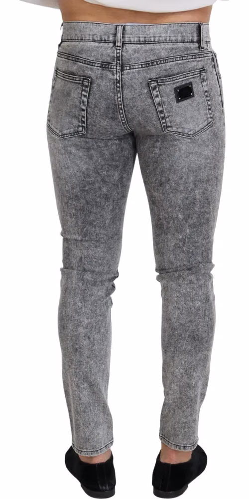 Dolce & Gabbana Gray Slim Fit Wash Stretch Cotton Denim Jeans