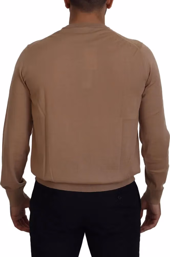 Dolce & Gabbana Beige Cashmere Crown Logo Pullover Sweater