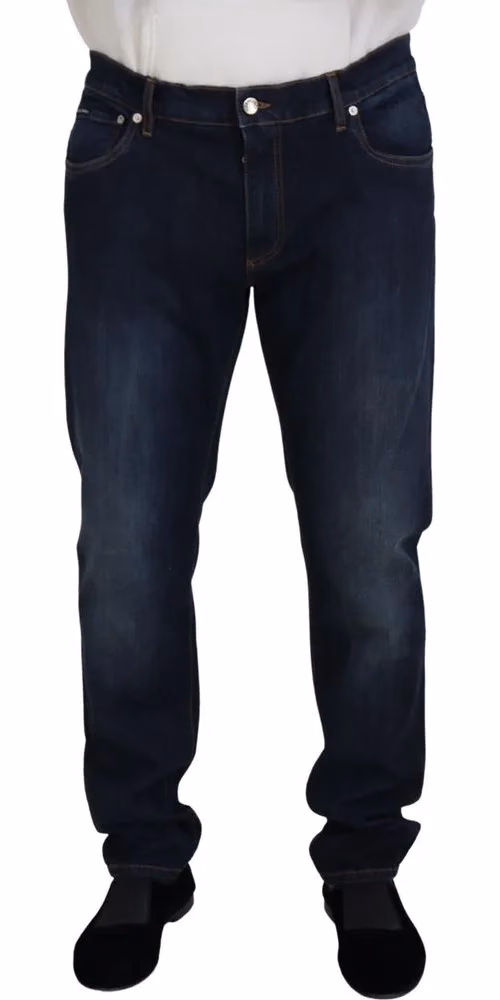 Dolce & Gabbana Blue Cotton Straight Fit Casual Denim Jeans