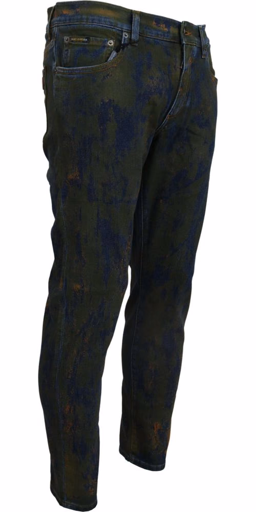 Dolce & Gabbana Blue Green Skinny Cotton Denim Jeans