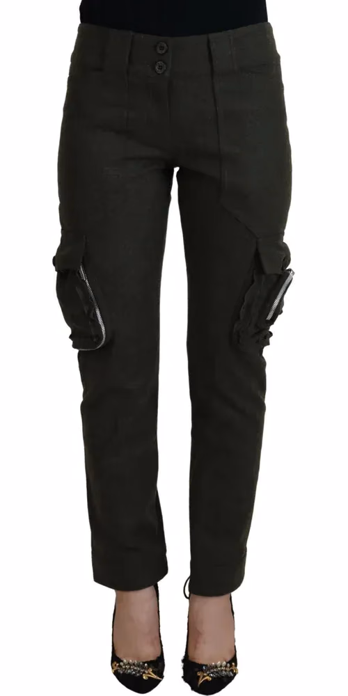 Ermanno Scervino Green Lace Up Leg Women Tapered Pants