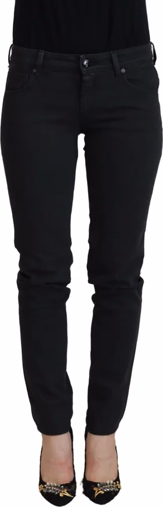 Ermanno Scervino Black Cotton Slim Fit Women Denim Jeans