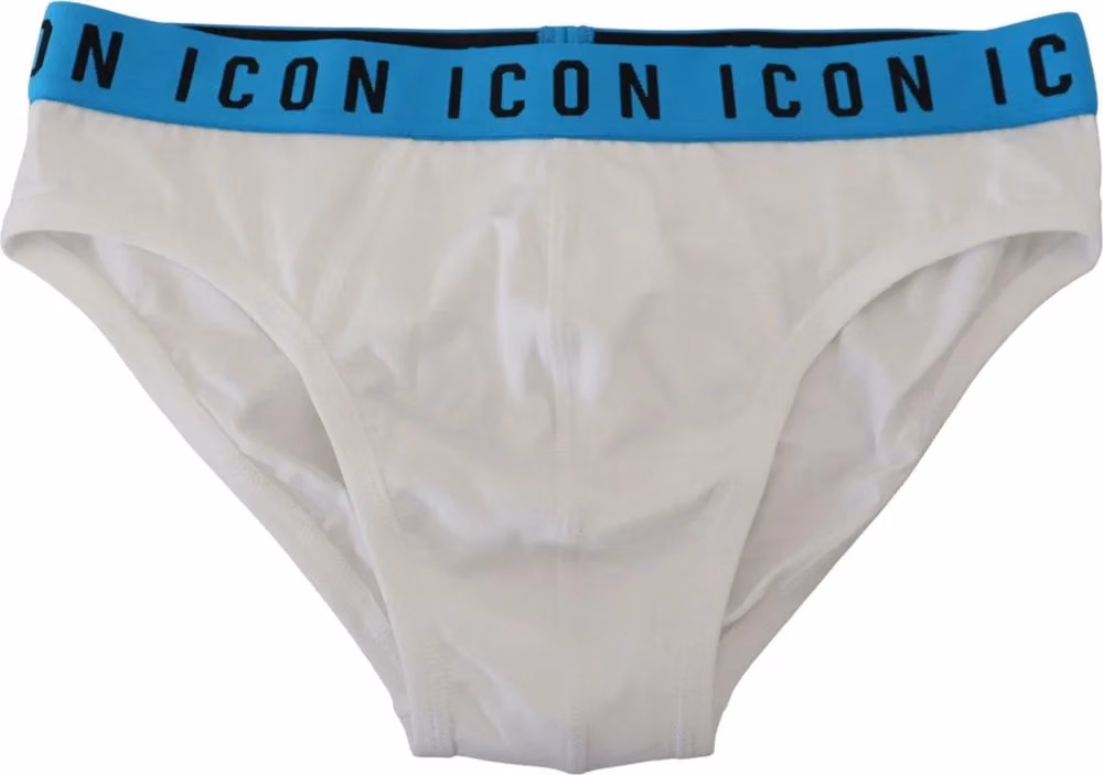 Dsquared² White Icon Logo Cotton Stretch Men Brief Underwear