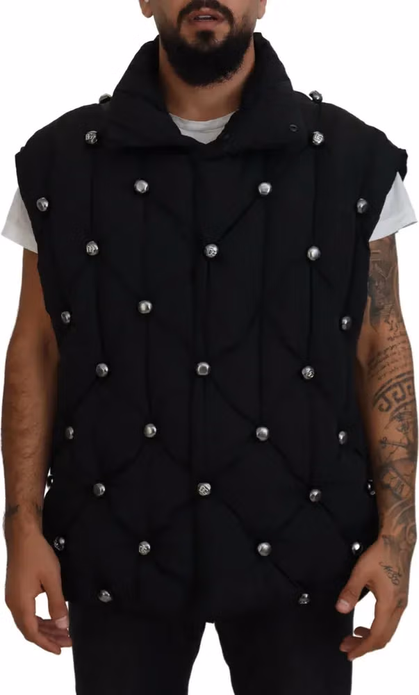 Dolce & Gabbana Black Sleeveless DG Metal Embellishment Jacket