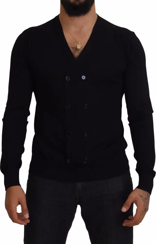 Dolce & Gabbana Black Cashmere Button Down Cardigan Sweater