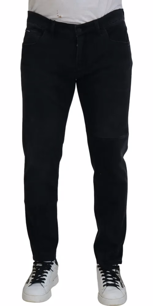 Dolce & Gabbana Black Angel Embroidery Skinny Denim Jeans