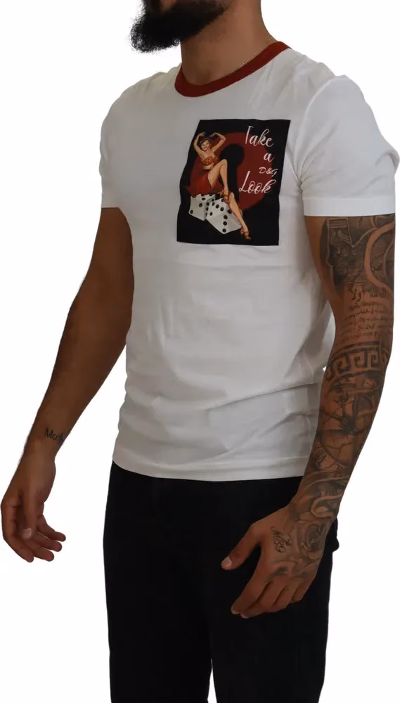 Dolce & Gabbana Cotton White Logo Print Crewneck T-shirt