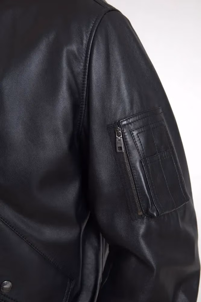 Dolce & Gabbana Black Leather Blouson Full Zip Bomber Jacket