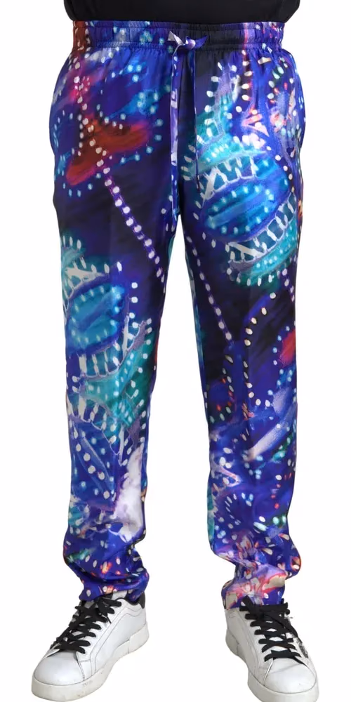 Dolce & Gabbana Multicolor Printed Silk Men Trouser Pants