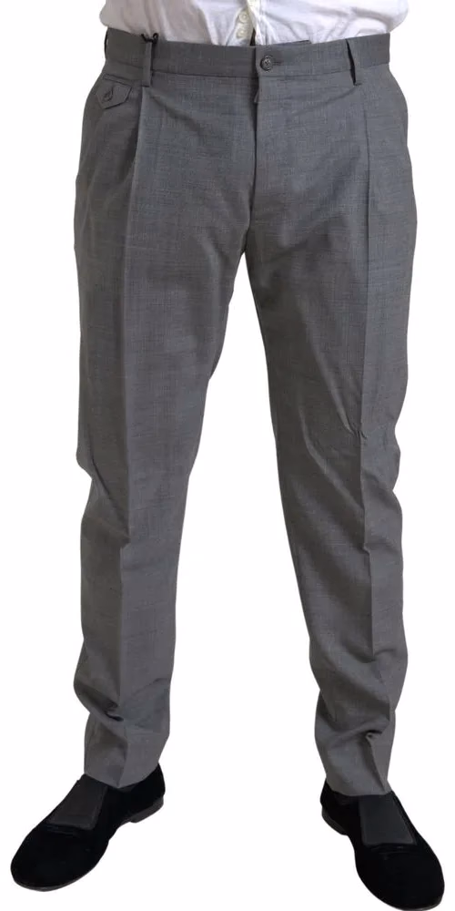 Dolce & Gabbana Gray Wool Chino Skinny Men Dress Trouser Pants