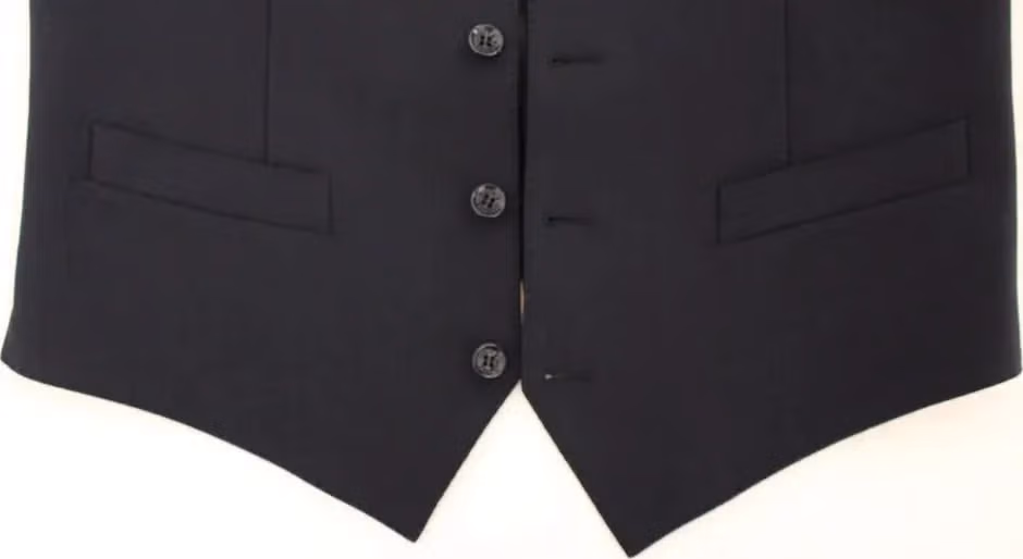 Dolce & Gabbana Blue Wool Formal Dress Vest Gilet