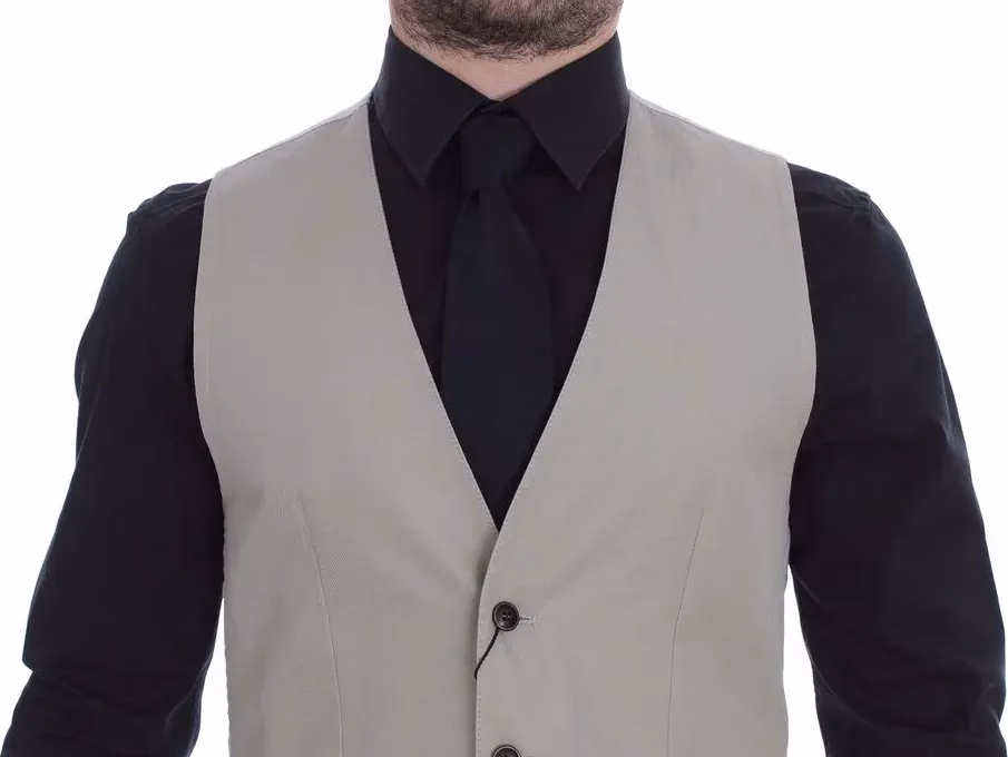 Dolce & Gabbana Beige Silk Blend Dress Formal Vest Gilet