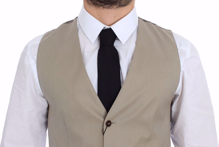 Dolce & Gabbana Beige Cotton Dress Vest Blazer Jacket