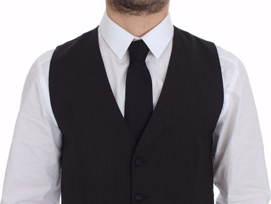Dolce & Gabbana Gray Wool Stretch Dress Vest Blazer