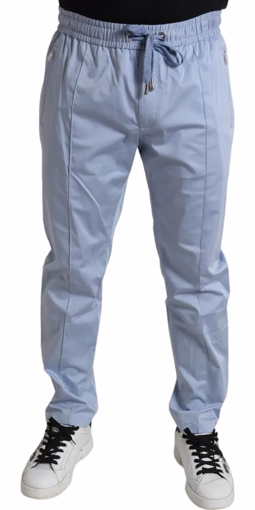 Dolce & Gabbana Light Blue Cotton Stretch Jogger Pants