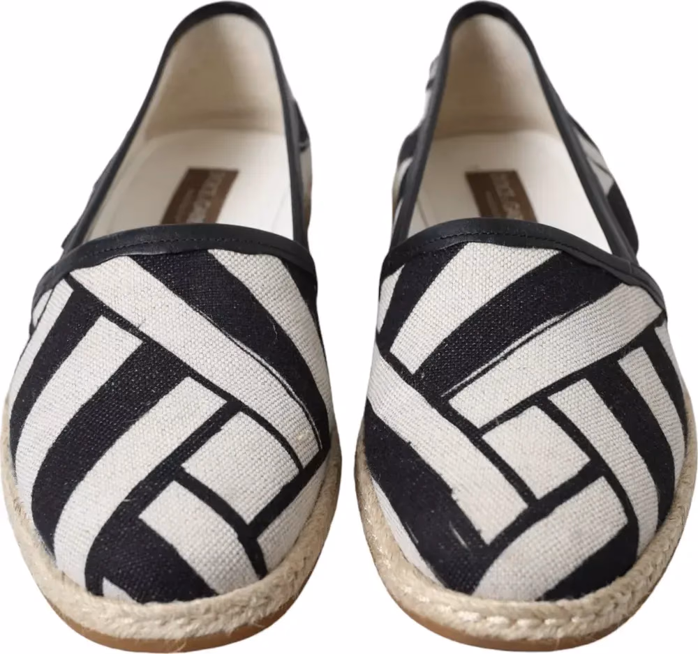 Dolce & Gabbana Black White Stripes Slip On Espadrille Shoes