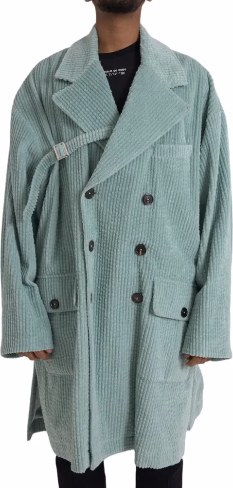Dolce & Gabbana Blue Double Breasted Corduroy Cotton Jacket