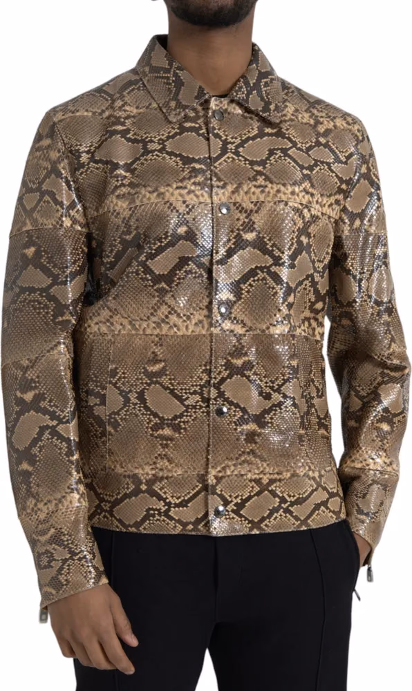 Dolce & Gabbana Beige Exotic Leather Biker Blouson Jacket
