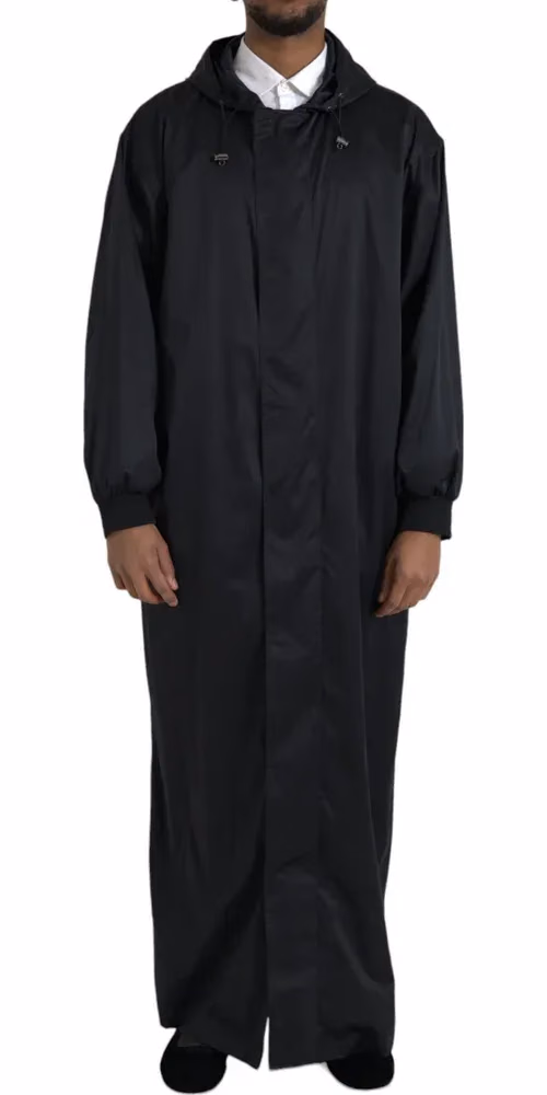 Dolce & Gabbana Black Polyester Hooded Long Windbreaker Jacket
