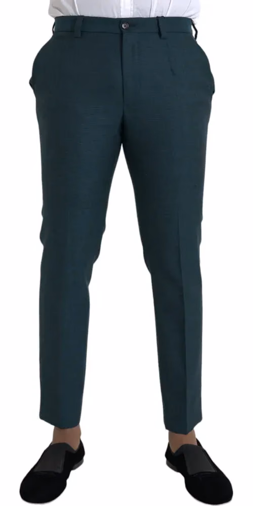 Dolce & Gabbana Green Wool Skinny Slim Dress Pants