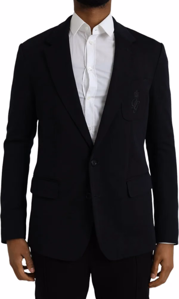 Dolce & Gabbana Black Wool Single Breasted Coat Blazer