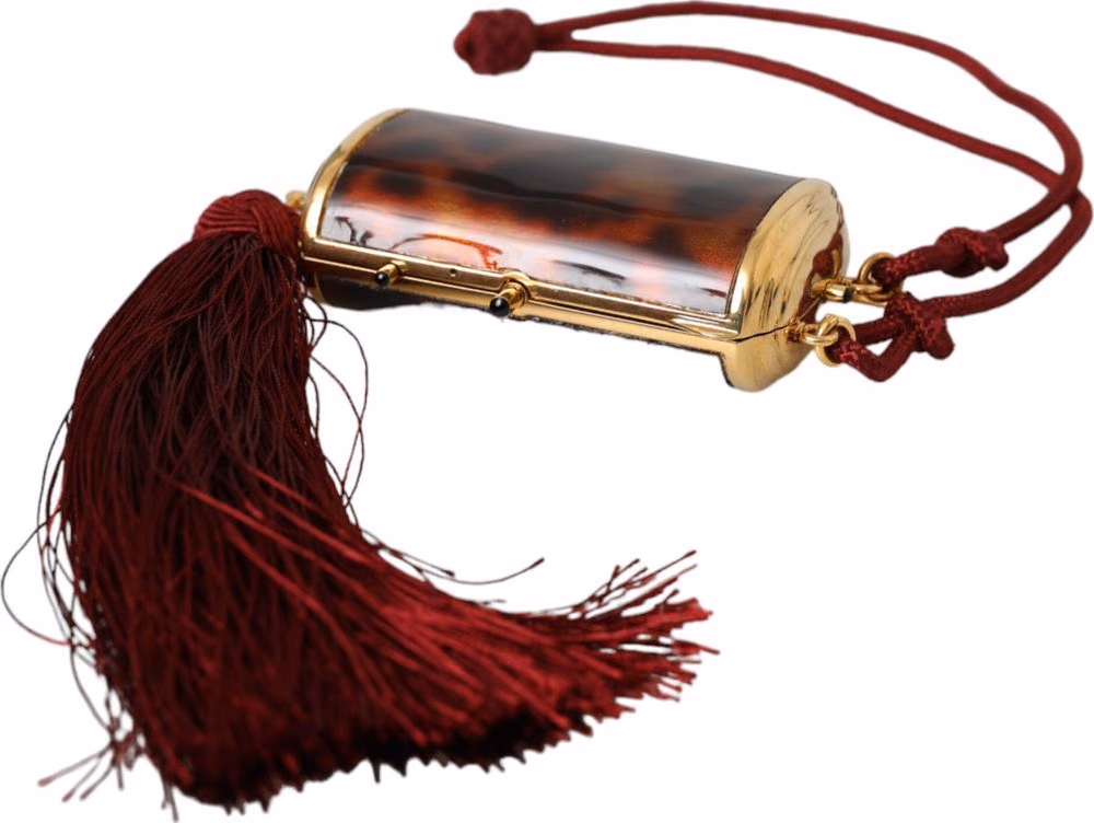 Dolce & Gabbana Brown Leopard Mini Mirror Tassel Make Up Holder Bag