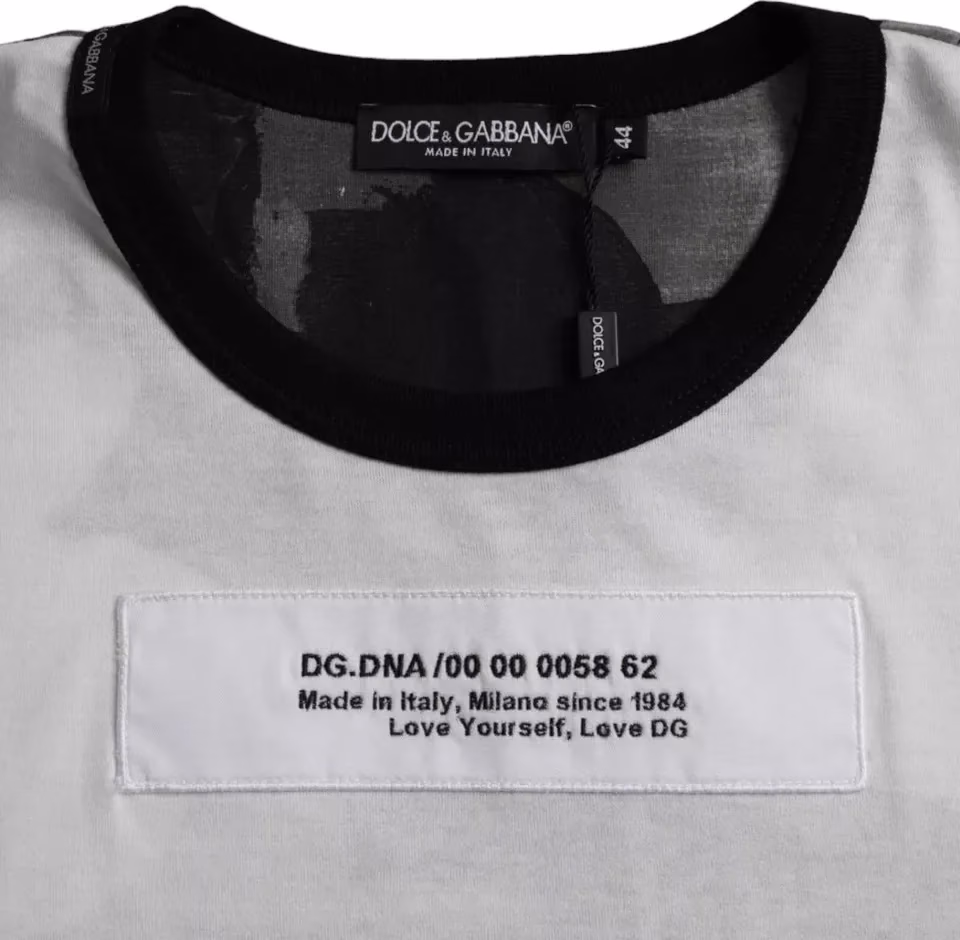 Dolce & Gabbana Black White Camouflage Round Neck T-shirt