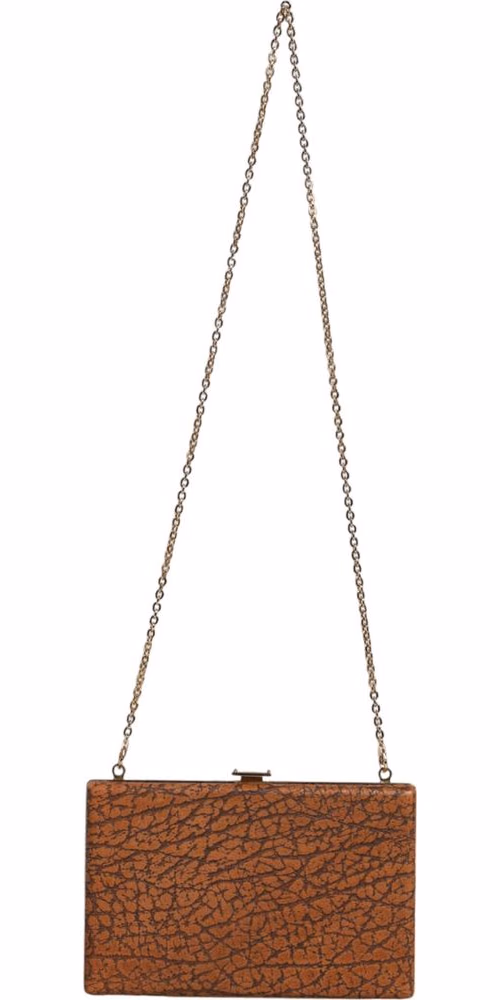 Dolce & Gabbana Brown Leather Gold Frame Clutch Mini Crossbody Bag