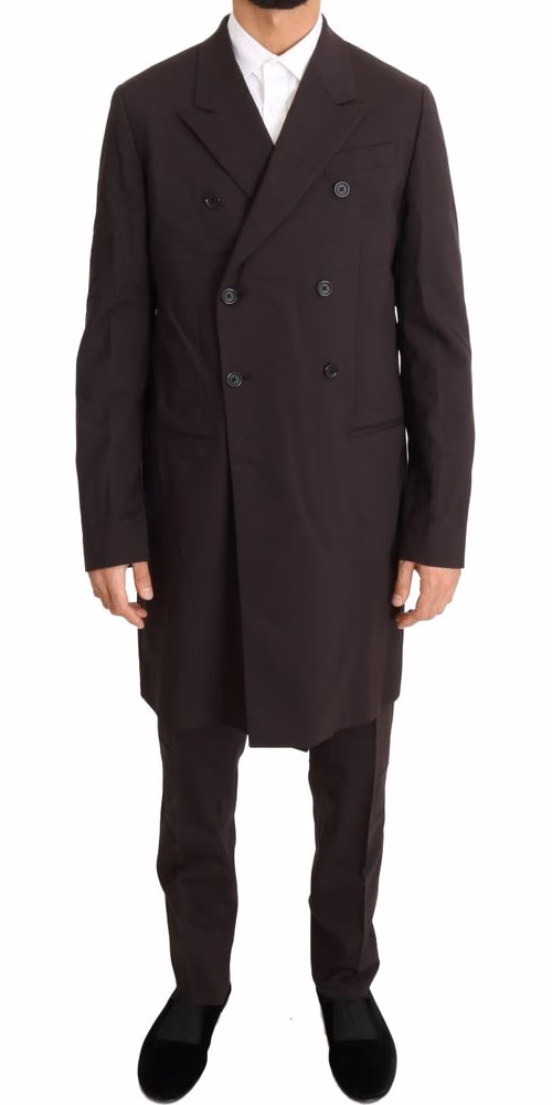 Dolce & Gabbana Bordeaux Wool Stretch Long 3 Piece Suit