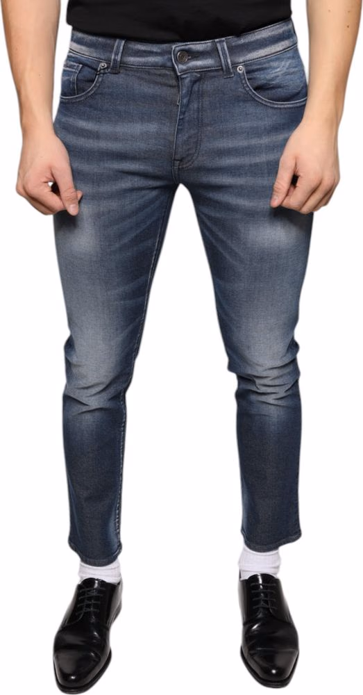 Dolce & Gabbana Dark Blue Washed Cotton Skinny Denim Jeans