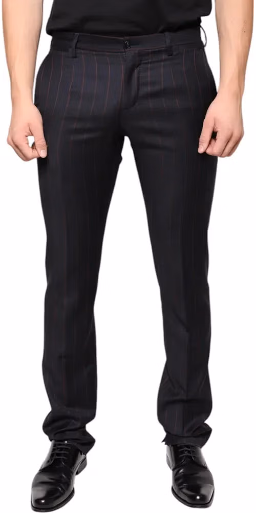Dolce & Gabbana Black Stripes Skinny Men Dress Pants