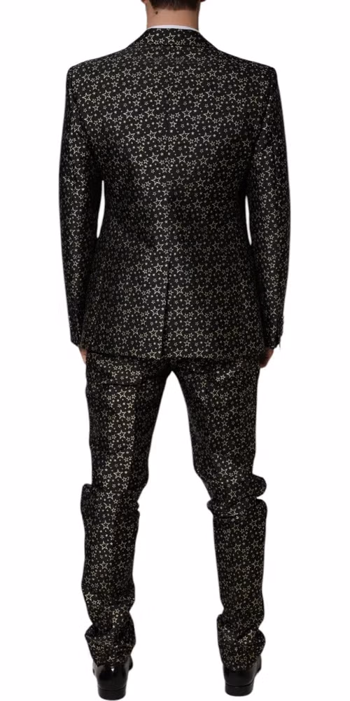 Dolce & Gabbana Dark Gray Stars Jacquard SICILIA 2 Piece Suit