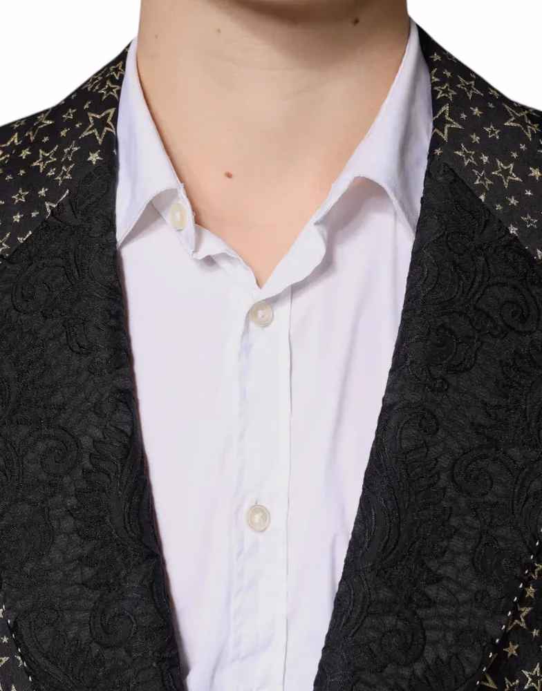 Dolce & Gabbana Dark Gray Stars Jacquard SICILIA 2 Piece Suit