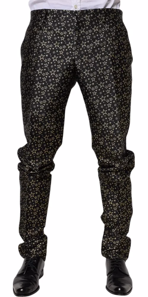 Dolce & Gabbana Dark Gray Stars Jacquard SICILIA 2 Piece Suit