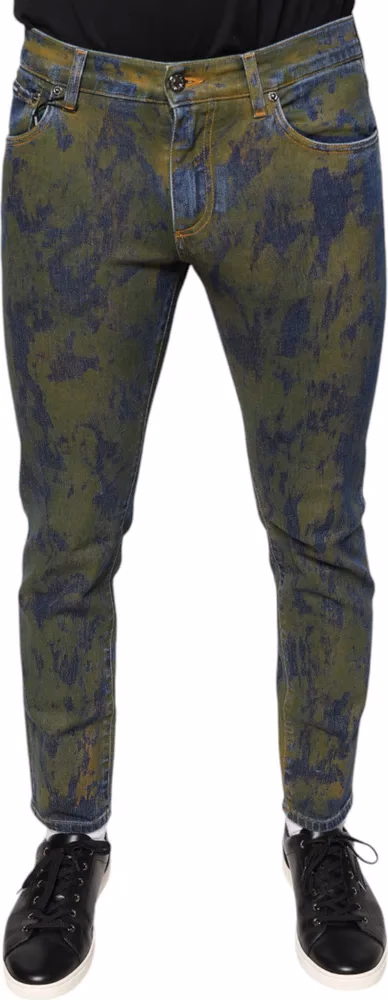 Dolce & Gabbana Blue Cotton Dye Slim Fit Men Denim Jeans