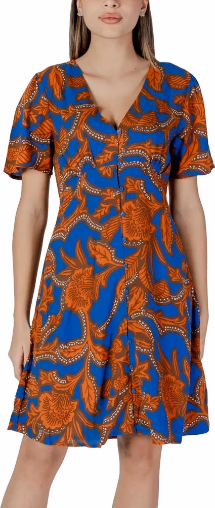 B.Young Blue Viscose Midi Dress