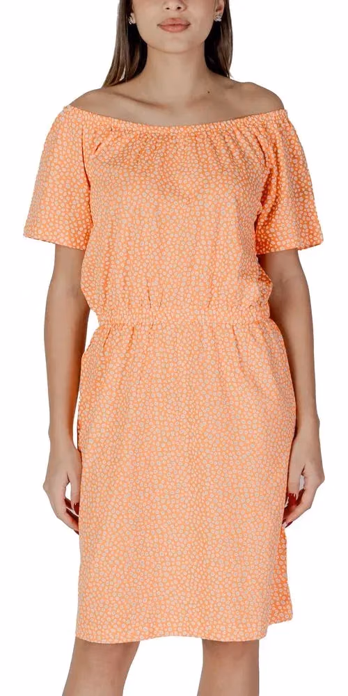B.Young Orange Cotton Short Dress