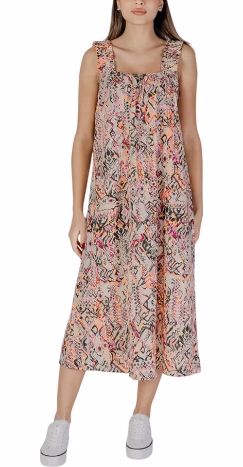 B.Young Multicolor Cotton Long Dress