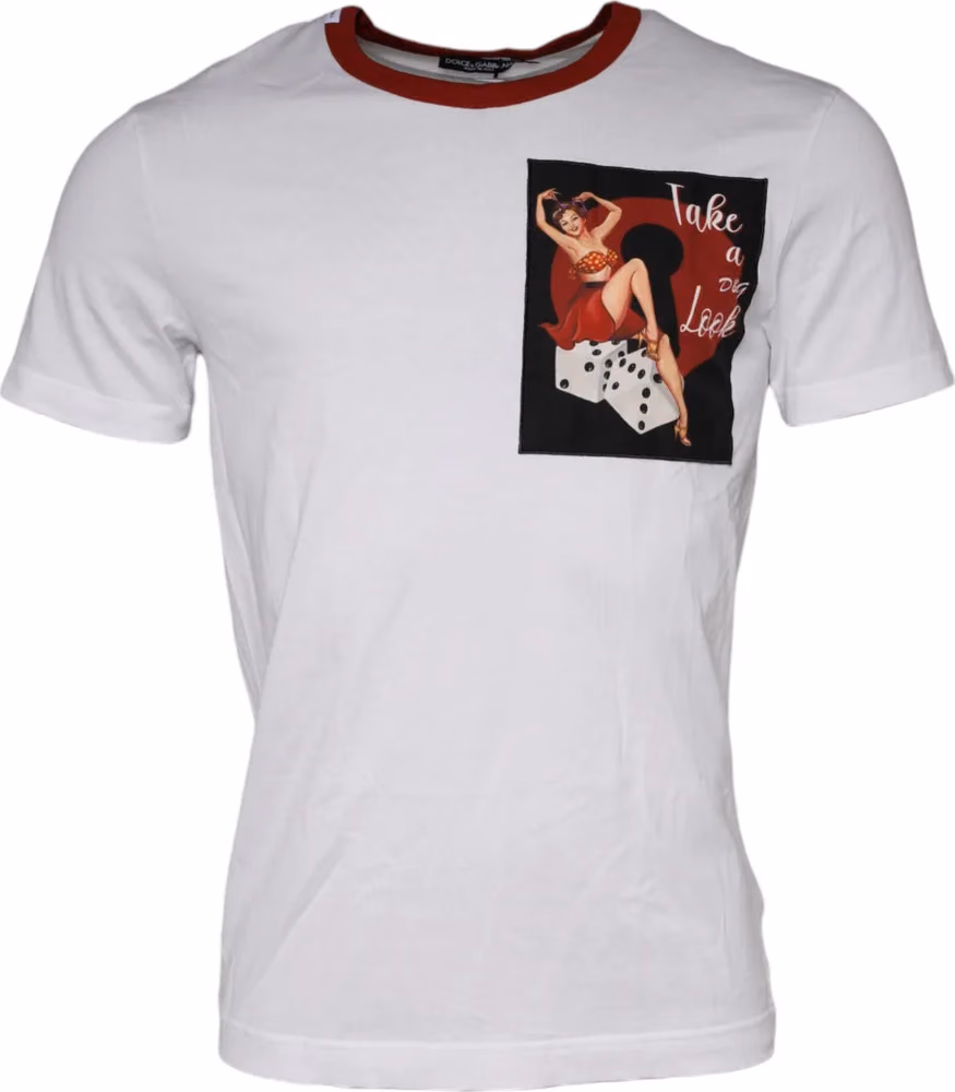 Dolce & Gabbana White Graphic Print Cotton Crew Neck T-shirt