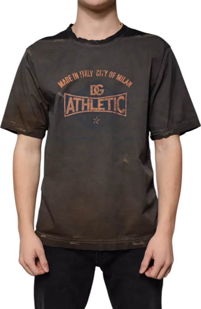 Dolce & Gabbana Brown Graphic Print Cotton Round Neck T-shirt