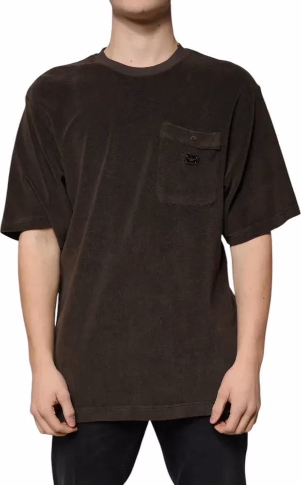 Dolce & Gabbana Brown Cotton Crew Neck Short Sleeves T-shirt