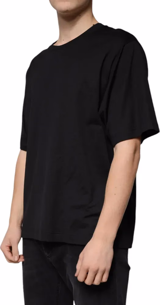 Dolce & Gabbana Black Cotton Crew Neck Short Sleeves T-shirt