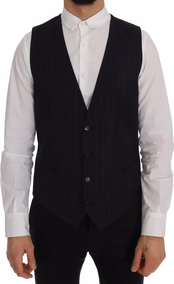 Dolce & Gabbana Blue Wool Stretch Vest