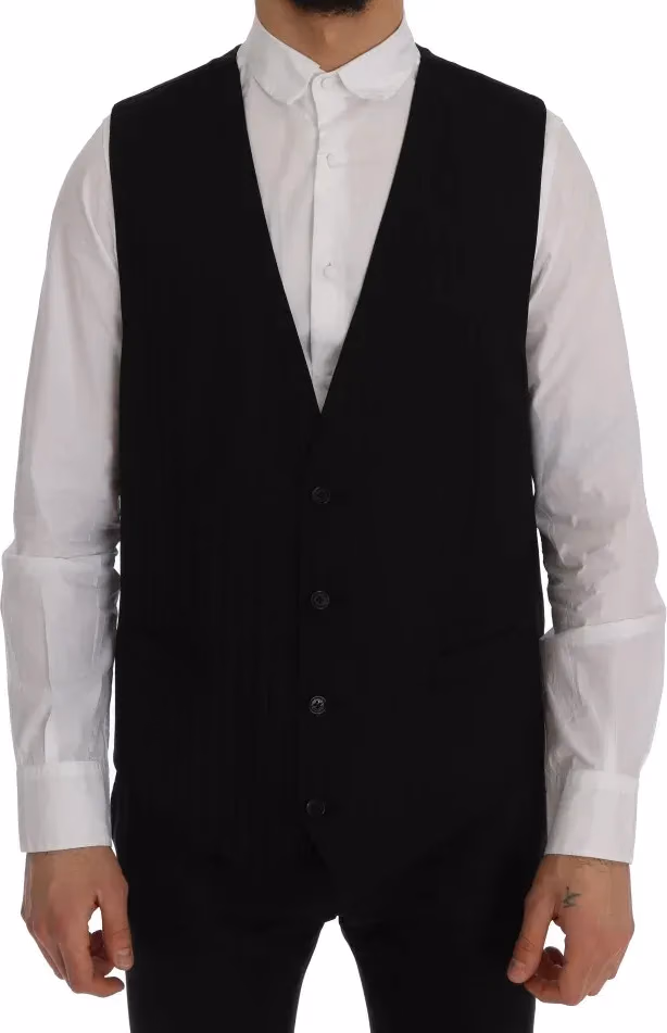 Dolce & Gabbana Black STAFF Wool Stretch Vest