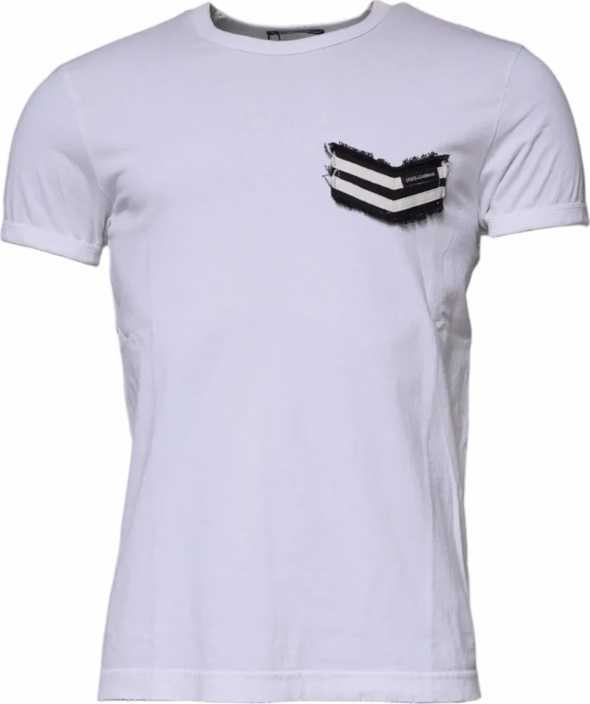 Dolce & Gabbana White Stripes Crew Neck Short Sleeves T-shirt