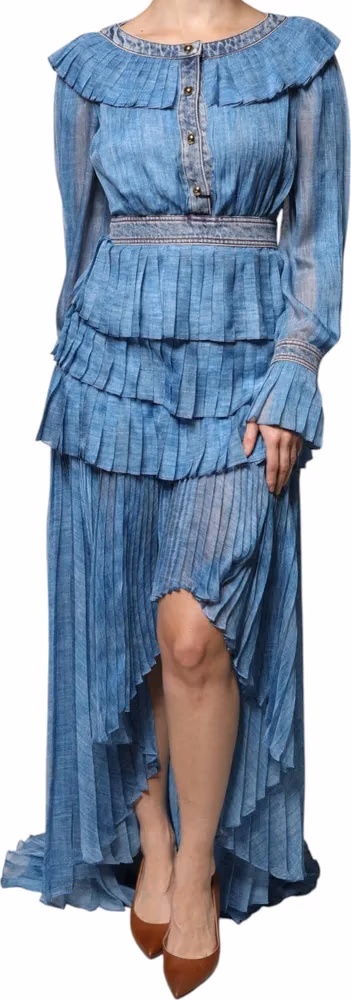 Philosophy Blue Layered Long Sleeve Dress