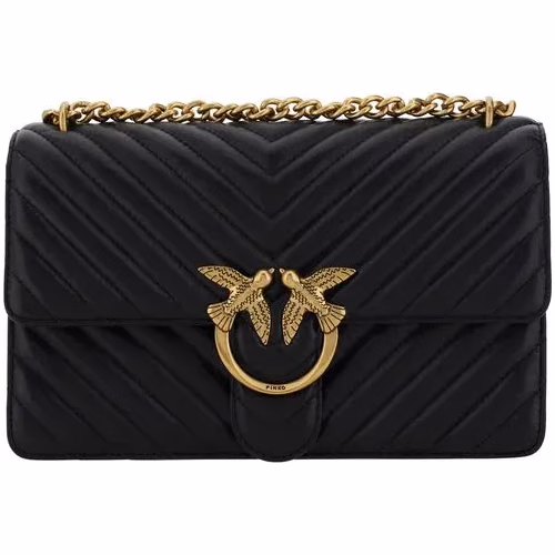 PINKO Black Calf Leather Bos Taurus Shoulder Bag